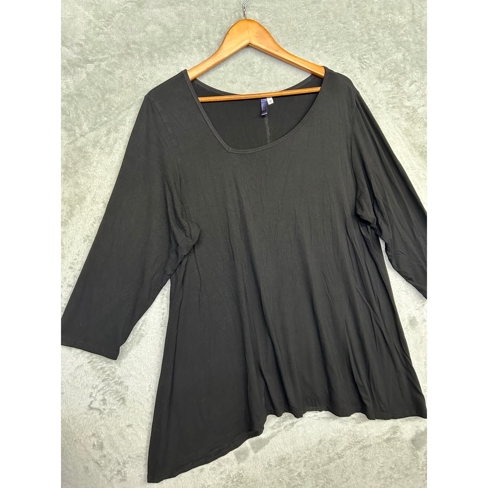 Heartstring 1X Black Asymmetric Tunic Top Minimalist Stretch Jersey Avant-Garde